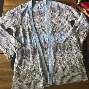 Anthropologie Meadow Rue Knit Chevron Cardigan Sweater Medium M Mohair Alpaca